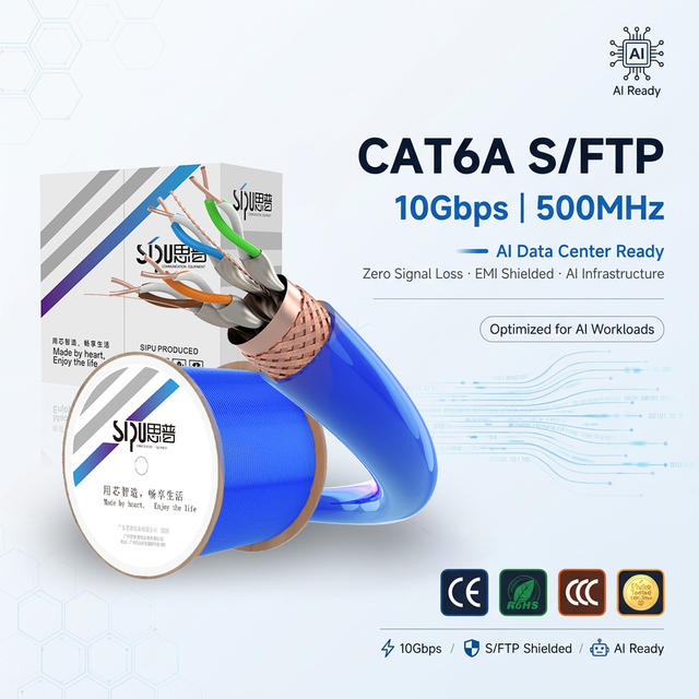 SIPU 2026 CAT6A CAT6 SFTP UTP Highlight Speed Ethernet Cable Pure Copper Lan Cable Network Cable 305m for AI Data Center