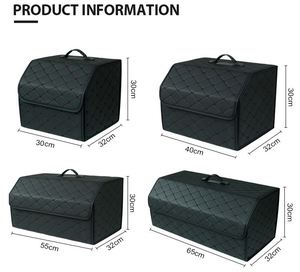 Pu Leather Small <b>Large</b> Capacity Auto Foldable Box <b>Storage</b> Boot Car Organizer for <b>Trunk</b> With Shackle Handle Custom Logo - Product Image 3
