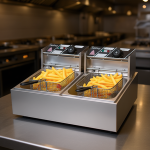 Friteuse électrique double commerciale EH82 5000W 110V 12,7QT en acier inoxydable avec prise américaine - Product Image 2