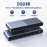 15-in-1 Thunderbolt4 USB4 Dockingstation 40Gbps 8K*60Hz DP 90W PD USB-C Hub 3xTB4 USB-C 10Gbps USB-A SD/TF RJ45 Audio Stromschalter