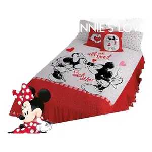 Juego de Edredón Doble Minnie Love, 100% Algodón, Apliques de Poliéster Bordados, Ropa de Cama de Dibujos Animados para el Hogar, para Todas las Temporadas - Product Image 1