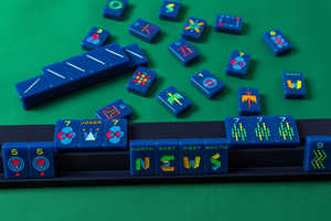 Jeu de Mahjong Américain Personnalisé Minimaliste Bleu Amiral Carré en Acrylique pour 4 Joueurs avec Tuiles de Luxe à Motif Créatif - Product Image 6