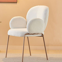 Chaise de maquillage de luxe chambre coiffeuse moderne petite unité haut de gamme agneau laine de mouton crème femme dossier chaise de salle à manger