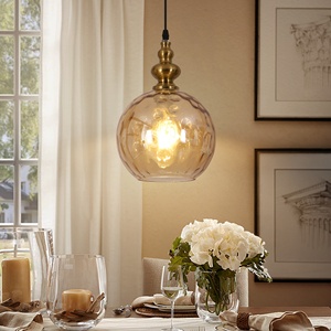 Monike Lighting Kreative Glas-Esszimmerleuchte E27 Bernsteinfarben Messing Metall Kronleuchter Pendelleuchte Kücheninsel-Lampen - Product Image 3