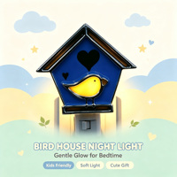 Veilleuse à brancher en forme d'oiseau style vitrail, colorée, pour toute la saison, lampe décorative murale pour chambre et maison, cadeau