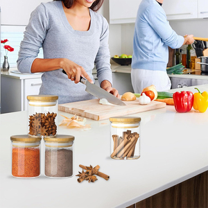 Juego de Frascos de Vidrio para Almacenamiento con Tapas de Bambú Herméticas de 240 ml, Recipientes Transparentes para Alimentos, Especias, Té, Azúcar, Café, Despensa de Cocina - Product Image 3