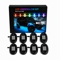 LD DREAM Mehrfarbige 12V 36W 8-teilige segmentierte LED-Unterbodenbeleuchtung für Auto und LKW mit Fernbedienung, IP68 wasserdicht, 16 LEDs Lampe