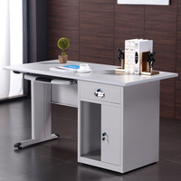 Bureau de direction en acier inoxydable, moderne et minimaliste, avec tiroirs, bureau informatique anti-poussière, établi pour atelier, laboratoire médical