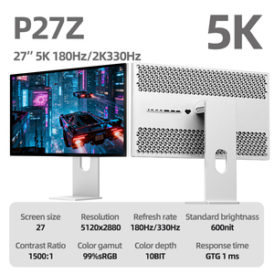 KUYCON P27Z 27 Inci 5K 180Hz Suara & Gambar Luar Biasa, Monitor Vertikal Aluminium untuk Gaming Desktop dengan Pengalihan Mode Energi Tinggi Ganda - Product Image 2