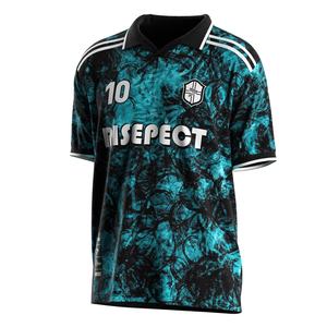 Camiseta de Fútbol con Cuello Polo de un Solo Botón, Paneles de Malla Transpirable y Logotipos Personalizados para Partidos de Liga - Product Image 1