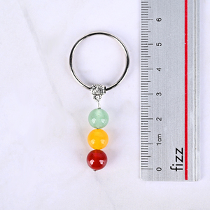 Porte-clés en cristal de guérison en gros, perles de pierres naturelles mélangées avec carte pour cadeaux - Product Image 2