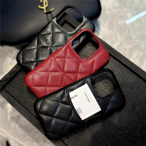 Funda de Teléfono de Cuero Acolchado con Textura de Lichi, con Ranuras para Tarjetas, Diseño de Diamantes, OEM/ODM, para Negocios, Directo de Fábrica - Product Image 1