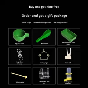 Cage à oiseaux moderne en métal galvanisé de grande taille pour perruches et calopsittes, motif solide, décoration ornementale, fermeture à bouton écologique - Product Image 2