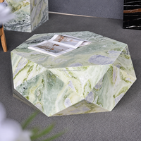 Table basse géométrique en marbre vert massif pour villa de luxe, salon, hall d'entrée, décoration intérieure