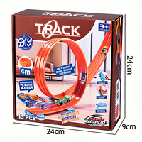 Jouets de piste de course flexibles pour enfants : piste de course flexible de 19 pieds avec ventouses et voitures miniatures en métal