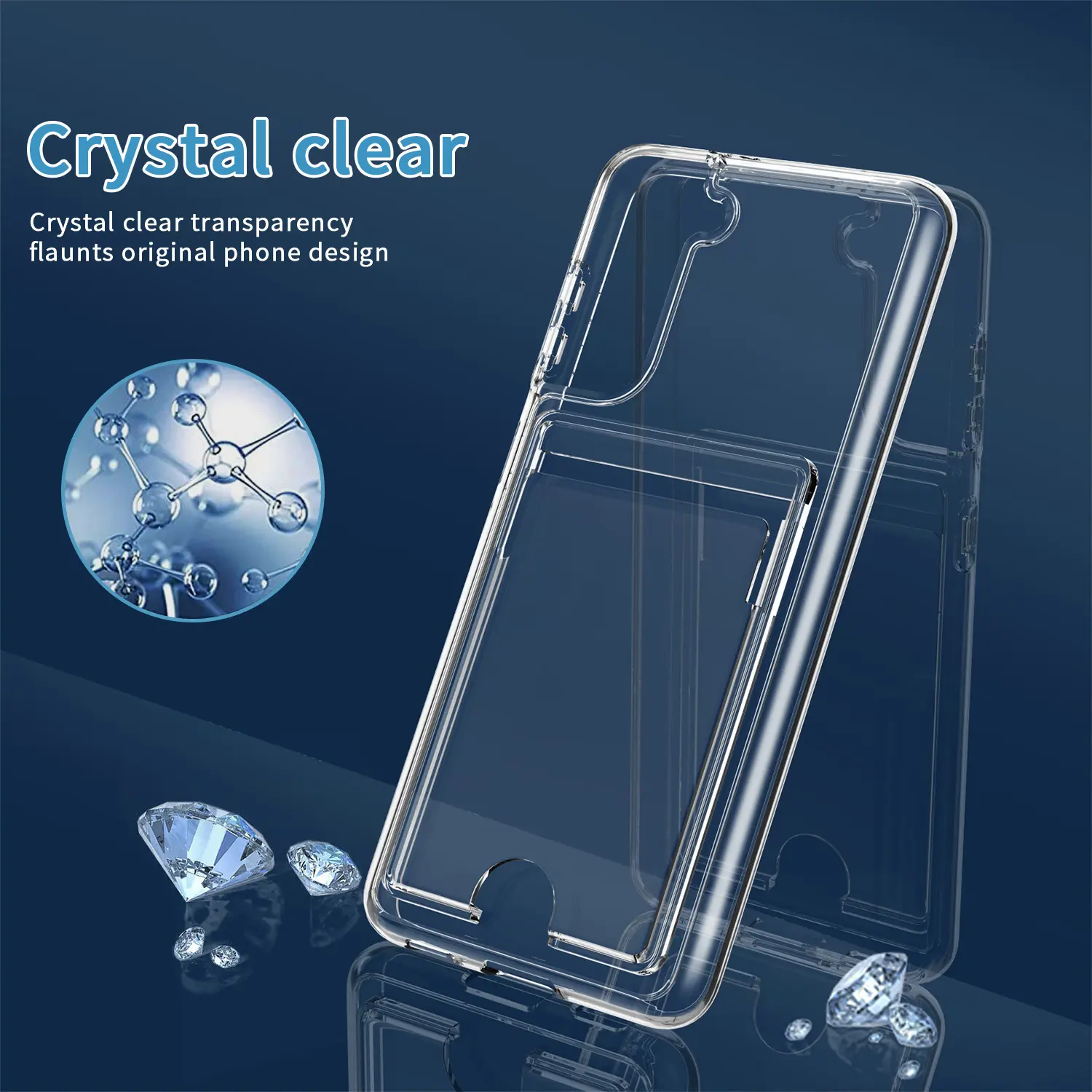 LeYi Business Card Phone Case With Card Holder Cell Acrlicy Transparent Back Anti Shock Case For Samsung S20 S21 S22 Plus