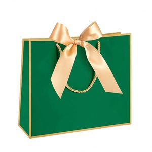 Custom Logo Christmas Kraft Luxury Shopping Paper Bag Recyclable Printed Clothing Shoes <b>Gift</b> Packaging with Ribbon Handle - Product Image 3