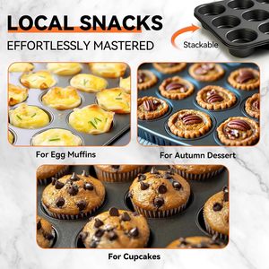 <span class=keywords><strong>JOHO</strong></span> BAKING Juego de Moldes Rectangulares Antiadherentes Desechables de Alta Resistencia para Muffins, 12 y 6 Tazas, Acero al Carbono de 0.5mm de Grosor - Product Image 4