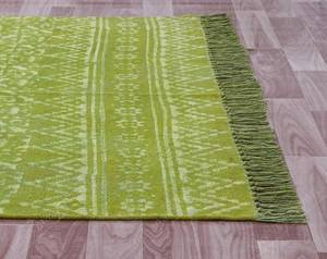Tapis en coton biologique vert, imprimé vintage, fait main, avec pompons, tapis de sol bohème, décoration intérieure - Product Image 4