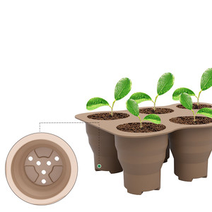 Bandeja de silicona reutilizable para germinación de semillas, 6 celdas, plegable, con orificios de drenaje para la propagación de plantas - Product Image 2
