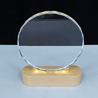 Excellent trophée personnalisé à base de LED ovale pour verre lumineux en bois massif avec MH-J748 d'impression UV