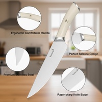 Ensemble de couteaux de cuisine en acier allemand à haute teneur en carbone de 15 pièces, bloc en bois avec aiguiseur, ciseaux, couteaux ménagers de qualité supérieure