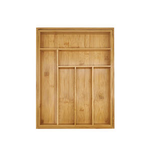 Organisateur de <span class=keywords><strong>tiroir</strong></span> de cuisine rectangulaire en bambou plateau à couverts extensible avec finition laquée pour couverts et argenterie - Product Image 2