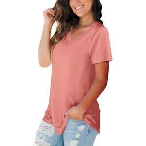 เสื้อยืดคอวี แขนสั้น ทรงหลวม สไตล์ลำลอง สำหรับฤดูร้อน ผ้าเจอร์ซีย์คอตตอน 100% - Product Image 2