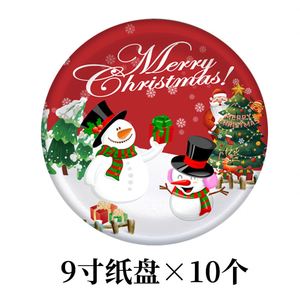 10pcs Pack Christmas Disposable Tableware Set Santa Claus Snowman <b>Paper</b> Plates Cups Napkins <b>Tablecloths</b> Party Decoration Kit - Product Image 3