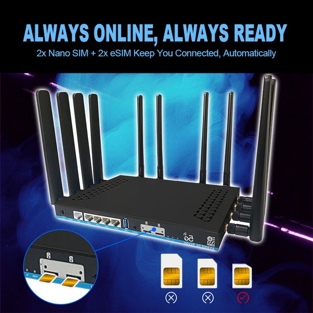 Super Strong 5G/4G Dual Band Wifi 6 Gigabit Dual-core 1.3GHz MESH Networking Built-in ESIM 4g 5g Sim Card Router Router Wifi 6