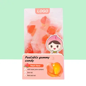 卸売甘い3D皮をむいたブドウの桃の風味フルーティーな形のフルーツジュースゼリーキャンディーグミキャンディー