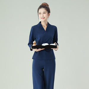 Vêtements de travail pour le personnel des salons de beauté en coton à col en V, uniformes pour les travailleurs de bain et de massage, uniformes de spa - Product Image 2