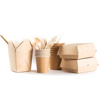 Récipient alimentaire en papier kraft biodégradable avec fenêtre Boîte à emporter jetable pour emballage de boulangerie salade barbecue