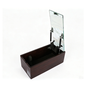 Boîte cadeau de luxe personnalisée en placage MDF pour whisky avec vérin à gaz hydraulique, étui de présentation de bouteille à levage automatique avec couvercle en acrylique pour whisky - Product Image 3