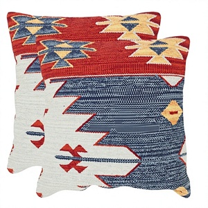 Premium Quality Indian Luxurious Handwoven Wool Kilim Pillow <b>Cover</b> Geometric Pattern Farmhouse-Style Back Rest <b>Sofa</b> <b>Cover</b> Hotels - Product Image 1