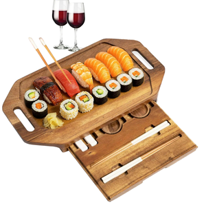 Tabla de Servir Sushi de Madera Multifuncional, Ecológica y Duradera con Almacenamiento para Utensilios, Apta para Lavavajillas, para Uso Doméstico y Comercial - Product Image 5