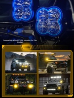Nouveau projecteur LED Quad Clover 4 pouces 15000LM 12V-24V DC avec DRL séquentiel, lampe de travail tout-terrain pour montant A, garantie 3 ans