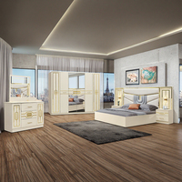Ensemble de meubles de chambre d'hôtel modernes en MDF DA VINI – Lit double (1,8 m), tables de chevet, coiffeuse, tête de lit lumineuse et réglable