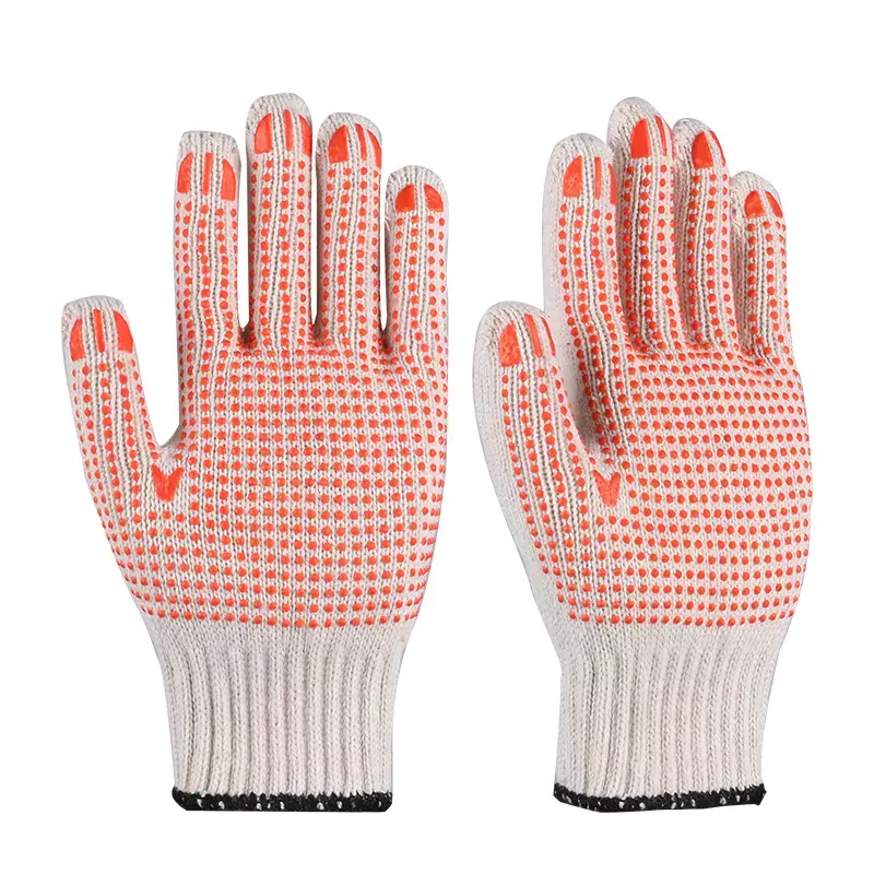Yüksek kalite ucuz emek koruma pvc noktalı çalışma eldiven güvenlik iş pvc noktalı pamuk örme pamuk eldivenler satılık