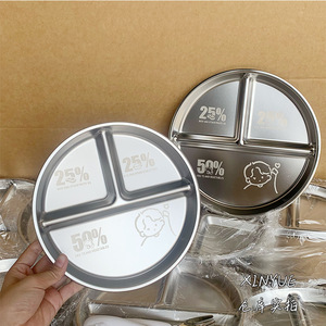 จานอาหารกลางวันเด็กสแตนเลสทรงกลมสามช่องพร้อมคู่มือการรับประทานอาหารสำหรับใช้ในบ้านและโรงเรียน - Product Image 3