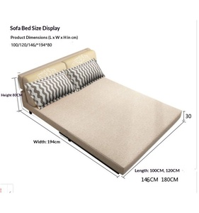 Double Foldable Latex <b>Sofa</b> <b>Bed</b> Telescopic Pull Out Design 1.2M 1.5M 1.8M Multi Size For Small Household Living Room Dual Use - Product Image 3