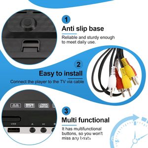 เครื่องเล่นดีวีดีเอชดีแบบพกพา เครื่องเล่นแผ่นดิสก์ USB eSATA AV เครื่องเล่นเสียงและวิดีโอ พร้อมรีโมทคอนโทรลสำหรับทีวีและความบันเทิงภายในบ้าน - Product Image 6