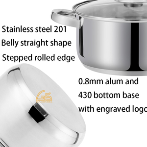 Nuovo Design Set di Pentole in Vetro Borosilicato ad Alta Resistenza, Casseruole e Pentole in Acciaio Inox con Fondo Spesso - Product Image 4