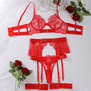 2026 <strong>Boutique</strong> Sexy Women's <strong>Intimates</strong> Underwear Set Lingerie Fine Lace Embroidery Garter Set Luxury Bralette Outfit - Product Image 5