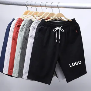 100% Cotton beach shorts custom logo print shorts men streetwear plus size men's shorts summer sport running short pant for men