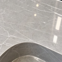 Vasque de salle de bain moderne de luxe en marbre gris |   Vasque en pierre intégrée polie pour salle de bain, toilettes, hôtel, villa – Conception sur mesure