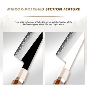 Grandsharp 7'' Santoku-Küchenmesser PM204 Kohlenstoffstahl-Schneidkern Santoku-Messer mit Mkuruti-Holz & Imitiertem Elfenbein-Griff - Product Image 5