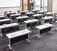 Table de bureau pliable à cadre en acier simple et mobile Table de formation Table de bureau avec roues