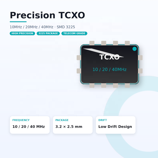 High Precision TCXO 10MHz 20MHz 40MHz SMD 3225 Low Drift for Base Station and Telecom Systems