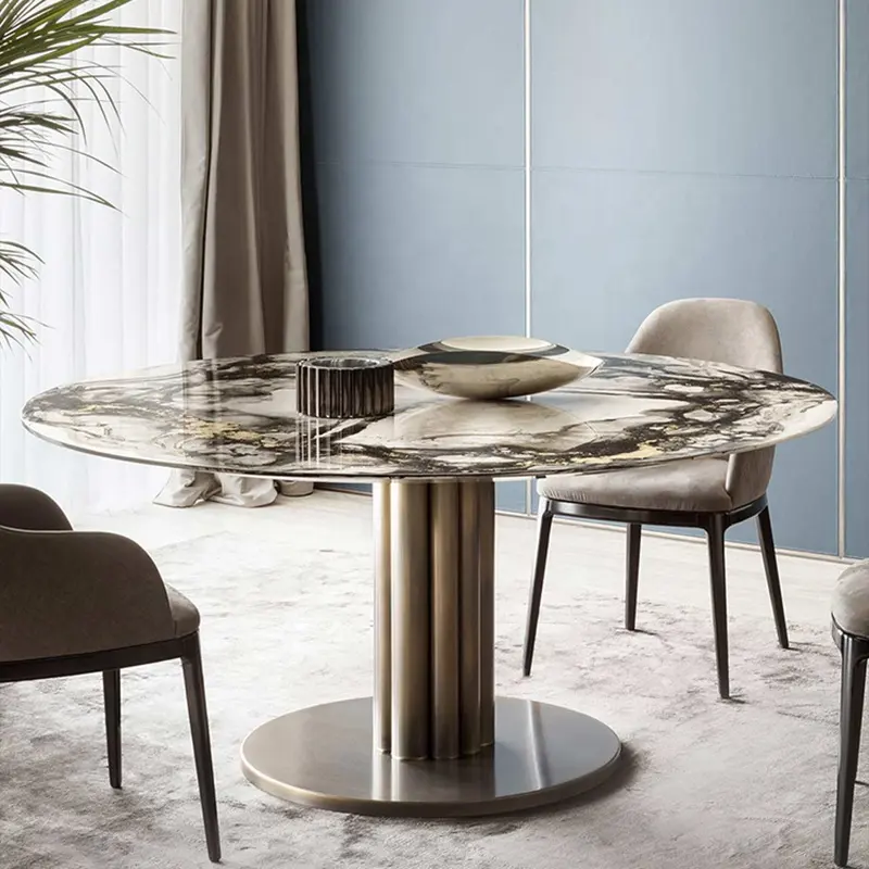 Paslanmaz çelik yemek masası seti Modern benzersiz kayrak mutfak masa ziyafet lüks dayanıklı yemek mobilya seti